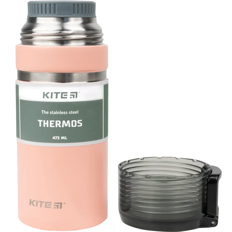 Peach Thermos with Cup Lid – 473 ml of Elegant Hydration