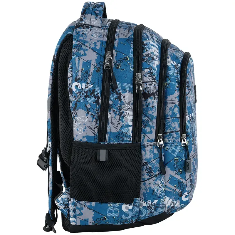 GoPack Teens Blue Backpack with 3 Compartments & Style