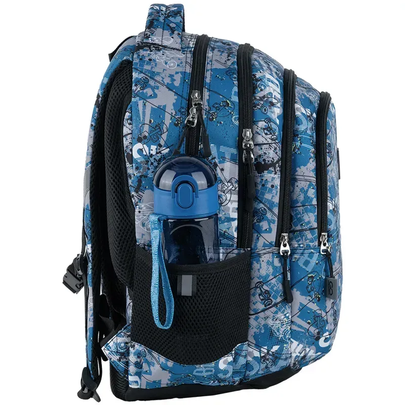GoPack Teens Blue Backpack with 3 Compartments & Style