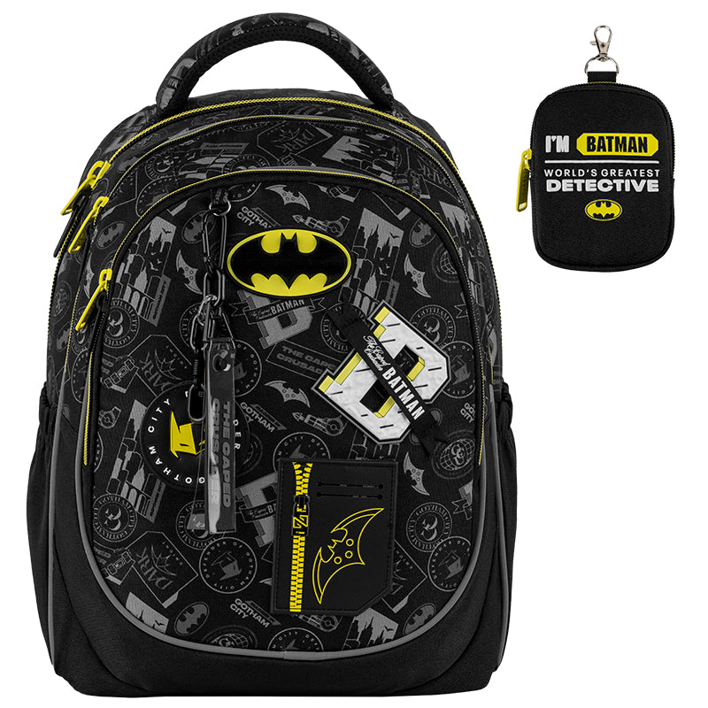 Kite DC Batman School Backpack – IGR Certified, Grades 1-6, Heights 130-145 cm