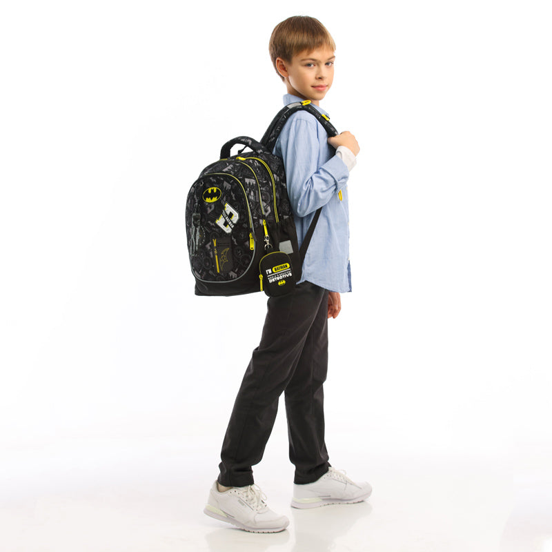 Kite DC Batman School Backpack – IGR Certified, Grades 1-6, Heights 130-145 cm