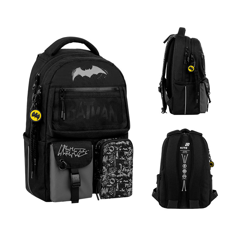 Kite DC Batman Teen Backpack – Air Comfort, Tablet, for Grades 4-7