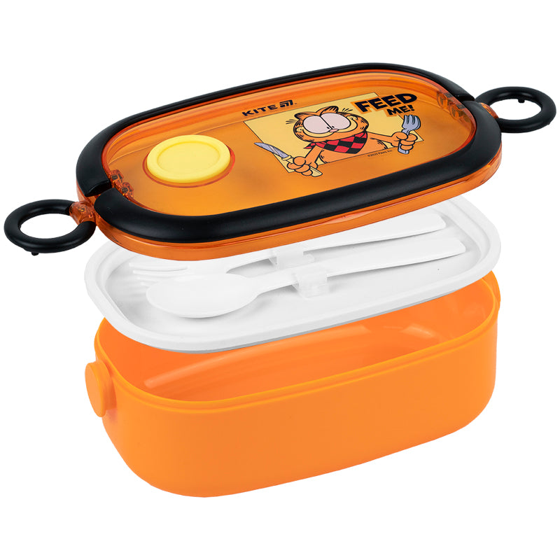 Kite Garfield 900 ml Lunch Box – BPA-Free, Microwave Safe with Cutlery