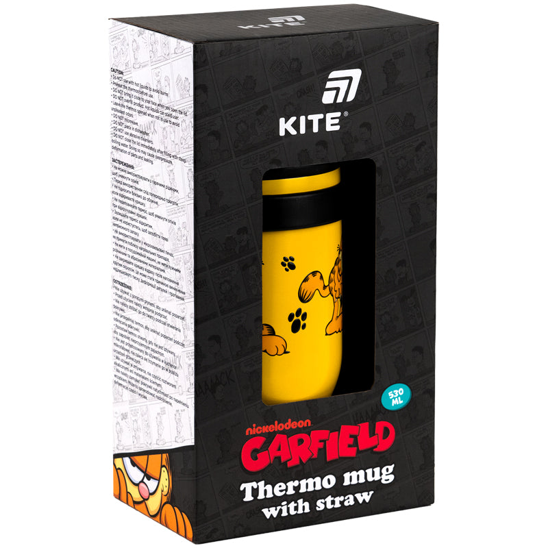 Kite Garfield 530 ml Straw Thermo Mug – Hot 4 Hours, Cold 15 Hours
