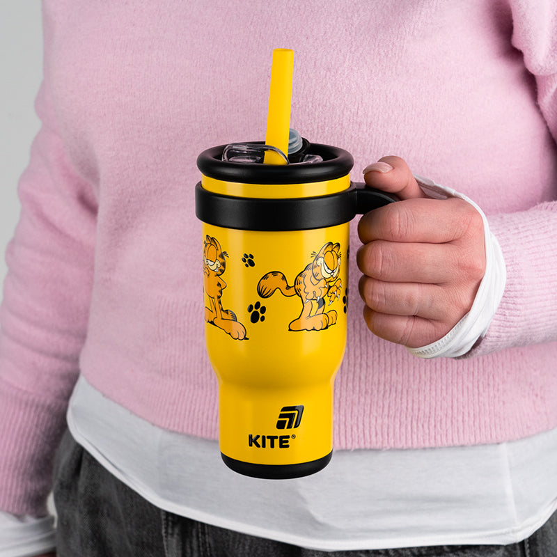 Kite Garfield 530 ml Straw Thermo Mug – Hot 4 Hours, Cold 15 Hours
