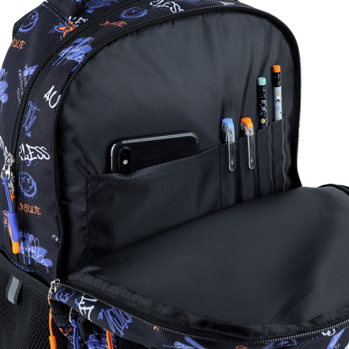 Black GoPack Teens Backpack with Dividers & Chest Strap