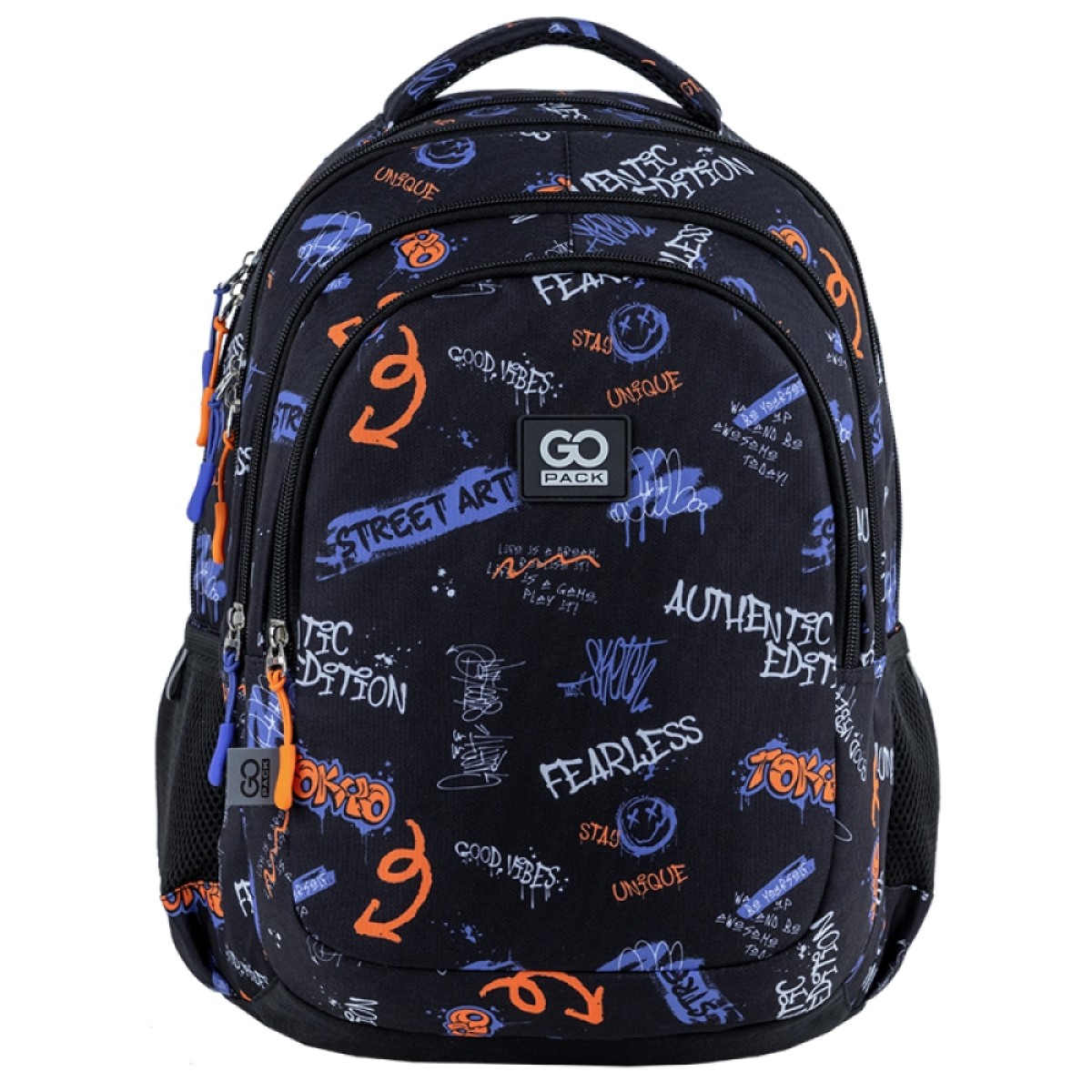 Black GoPack Teens Backpack with Dividers & Chest Strap