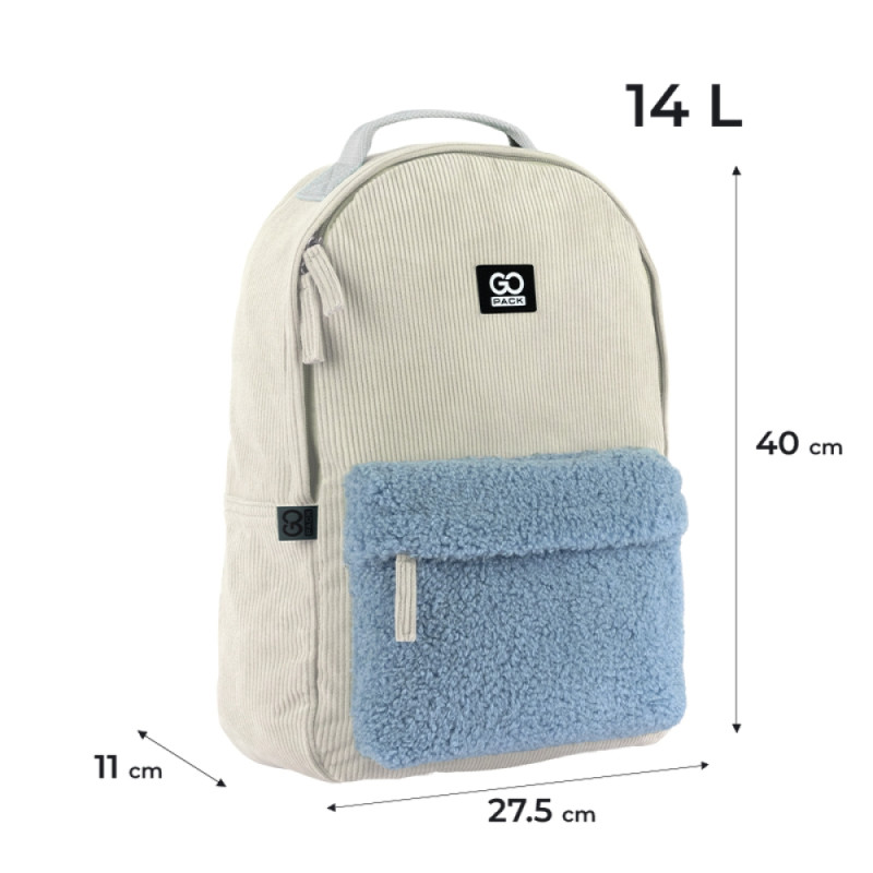 Beige GoPack Teens Backpack with Plush & Corduroy