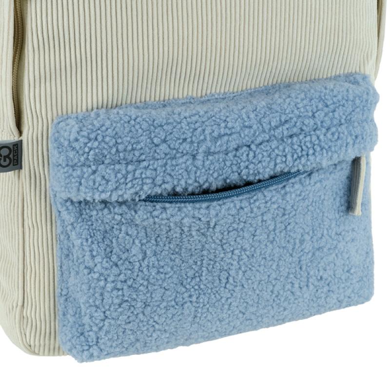 Beige GoPack Teens Backpack with Plush & Corduroy