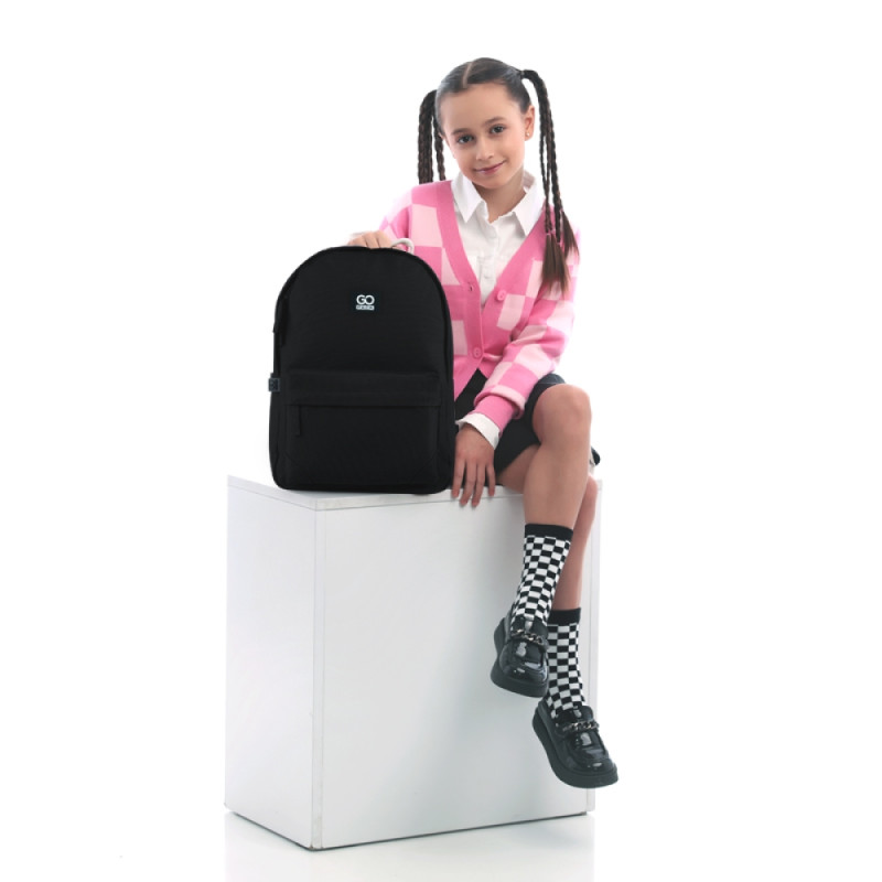 Black GoPack Teens Backpack with Plush Style & Laptop Pocket