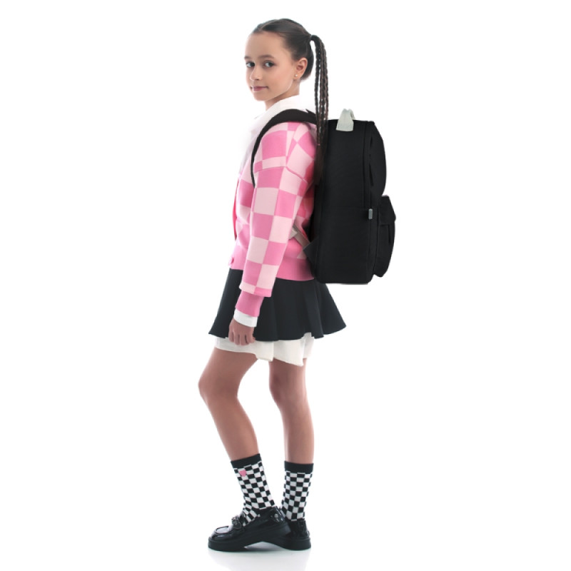 Black GoPack Teens Backpack with Plush Style & Laptop Pocket