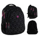 GoPack Black Teens School Backpack with 3 Compartments & Chest Strap