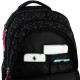 GoPack Black Teens School Backpack with 3 Compartments & Chest Strap