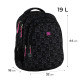 GoPack Black Teens School Backpack with 3 Compartments & Chest Strap