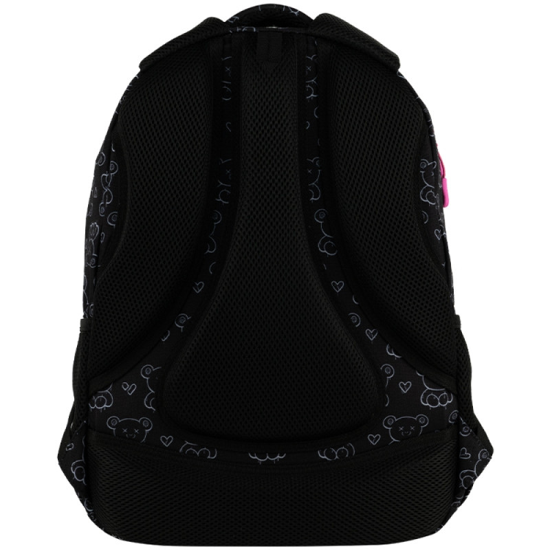 GoPack Black Teens School Backpack with 3 Compartments & Chest Strap