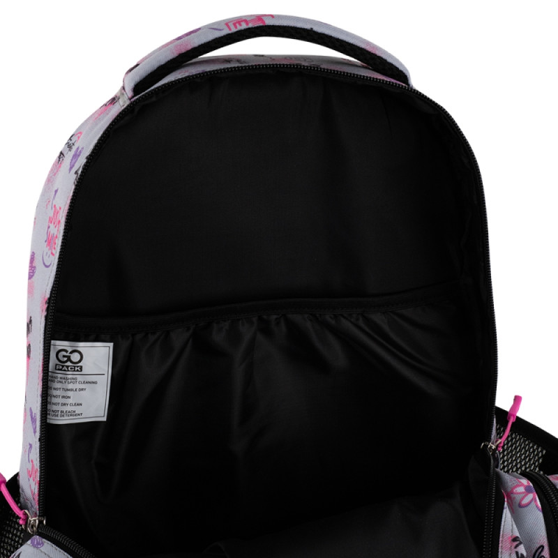 Gray GoPack Teens School Backpack with 3 Compartments & Chest Strap