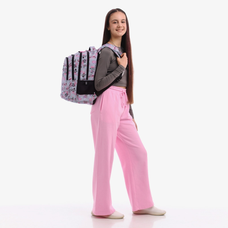 Gray GoPack Teens School Backpack with 3 Compartments & Chest Strap
