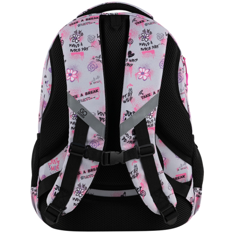 Gray GoPack Teens School Backpack with 3 Compartments & Chest Strap