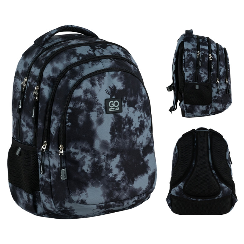 Black GoPack Teens Backpack with 3 Compartments & Chest Strap