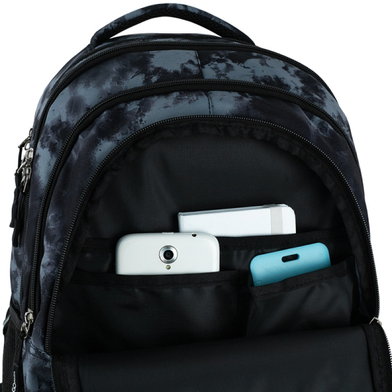 Black GoPack Teens Backpack with 3 Compartments & Chest Strap