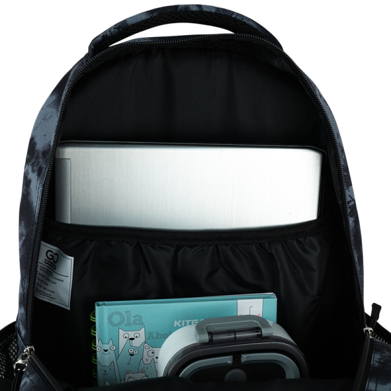 Black GoPack Teens Backpack with 3 Compartments & Chest Strap