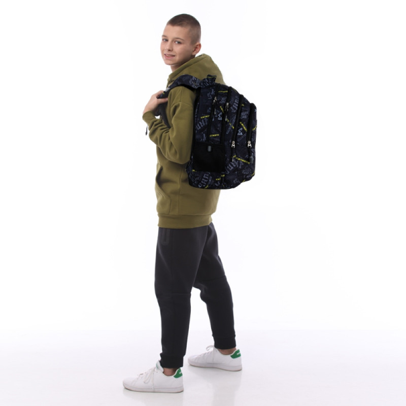 Ergonomic Teens Backpack GO25-162L-5 in Matte Black