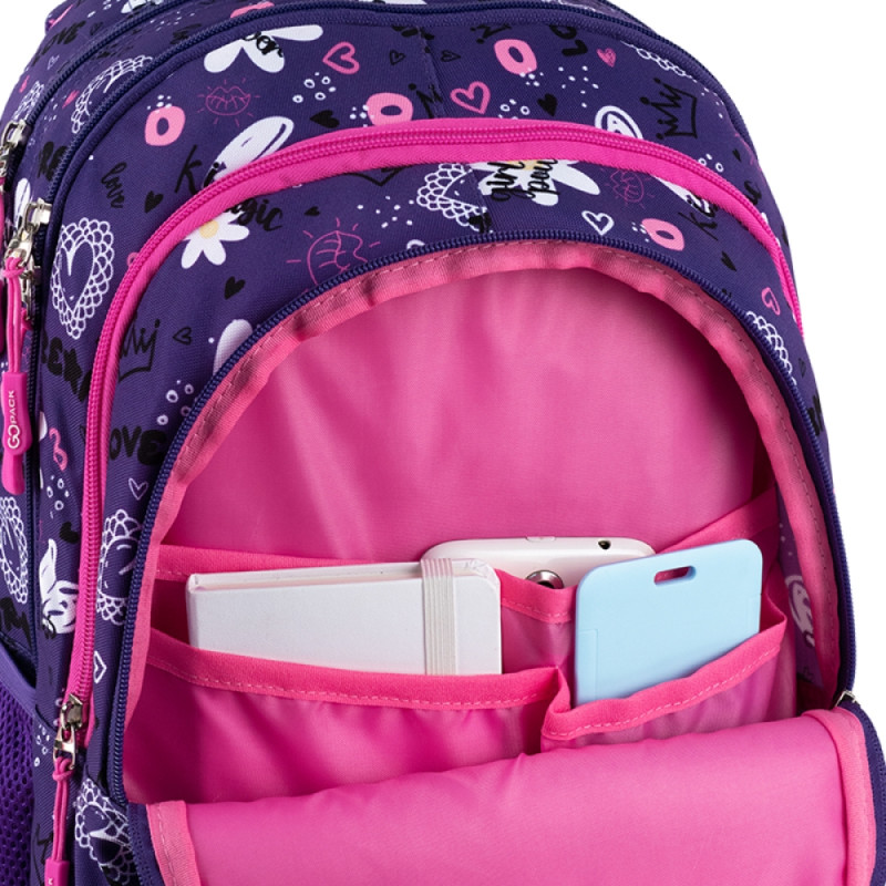Purple GoPack Teens Backpack with 3 Compartments & Support