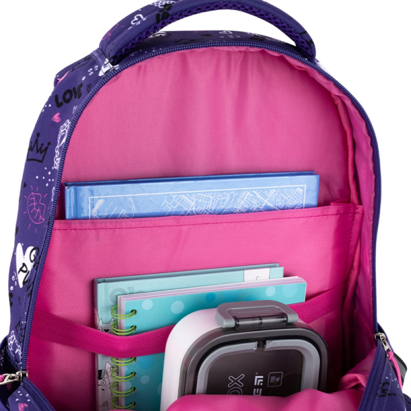 Purple GoPack Teens Backpack with 3 Compartments & Support
