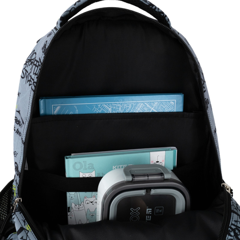 GoPack Gray School Backpack with Chest Strap & 3 Sections