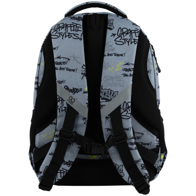 GoPack Gray School Backpack with Chest Strap & 3 Sections