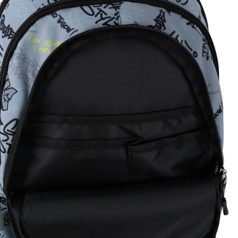 GoPack Gray School Backpack with Chest Strap & 3 Sections