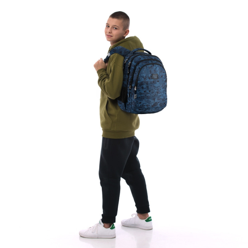 GoPack Dark Blue Teens Backpack with Chest Strap