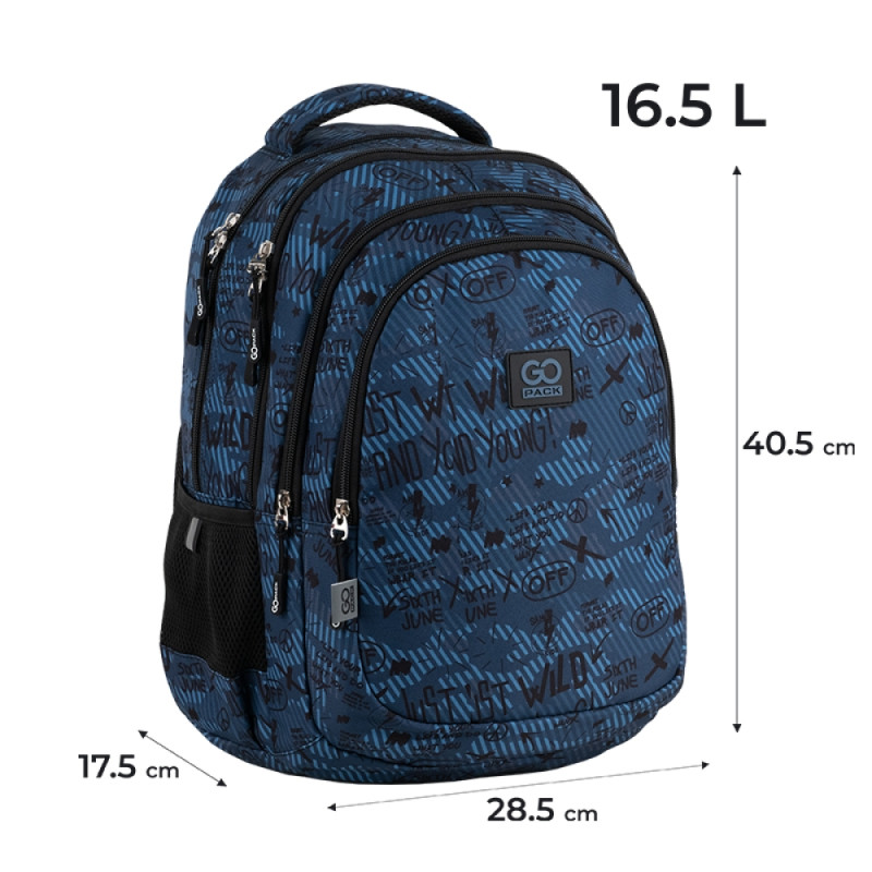 GoPack Dark Blue Teens Backpack with Chest Strap
