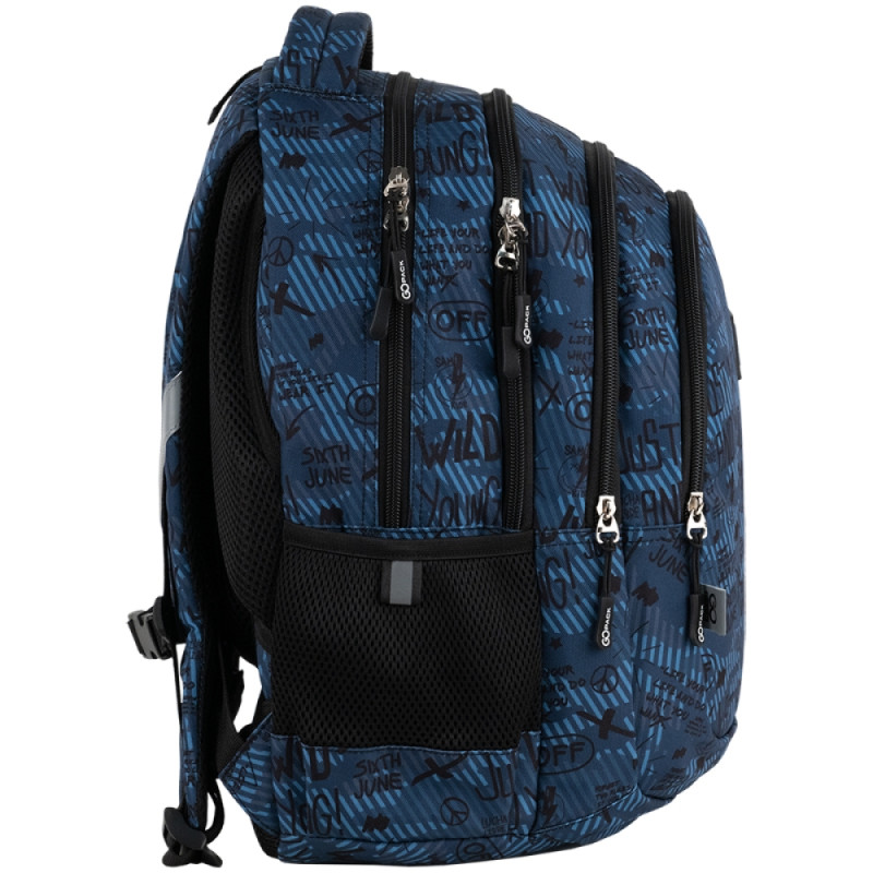 GoPack Dark Blue Teens Backpack with Chest Strap