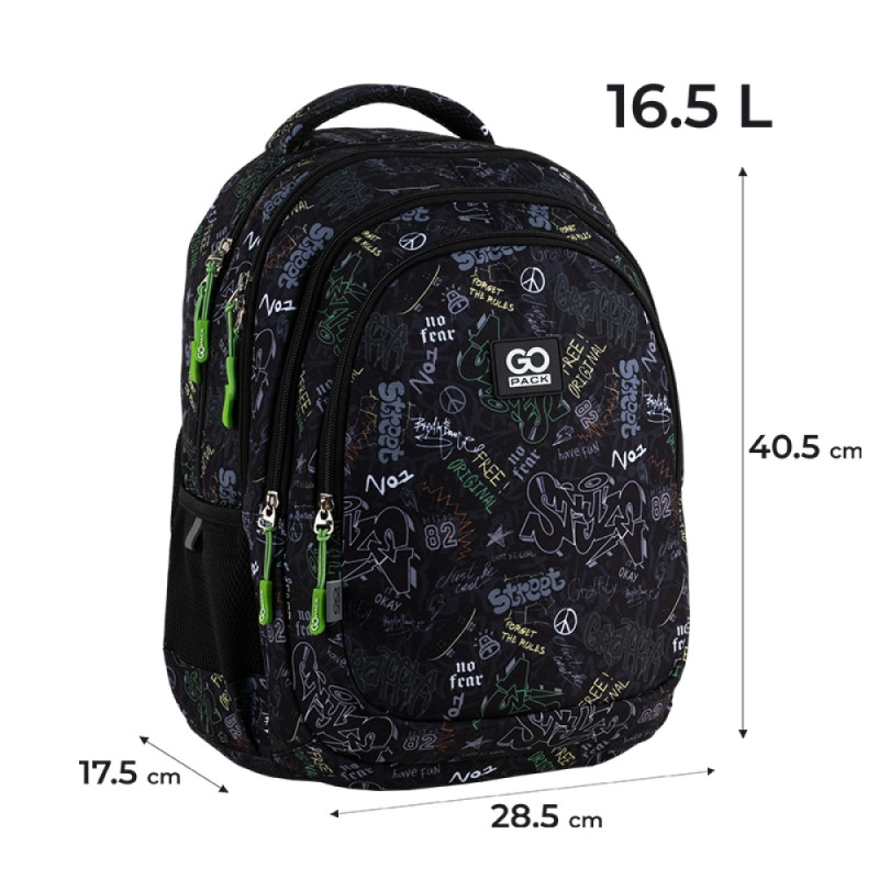 GoPack Teens Black Backpack for School & Daily Commutes