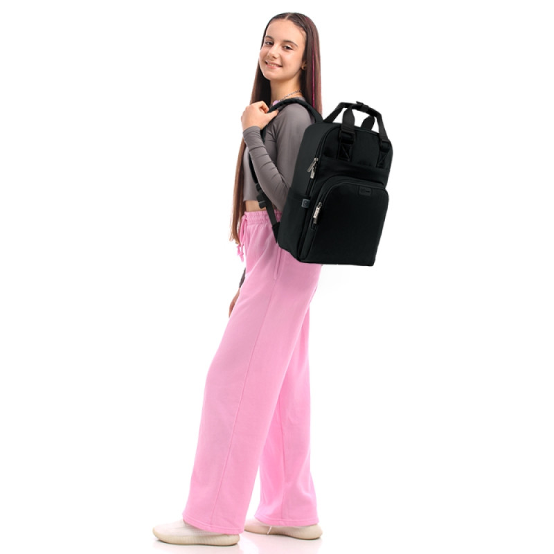 Black GoPack Teens Backpack with Laptop & Secret Pocket