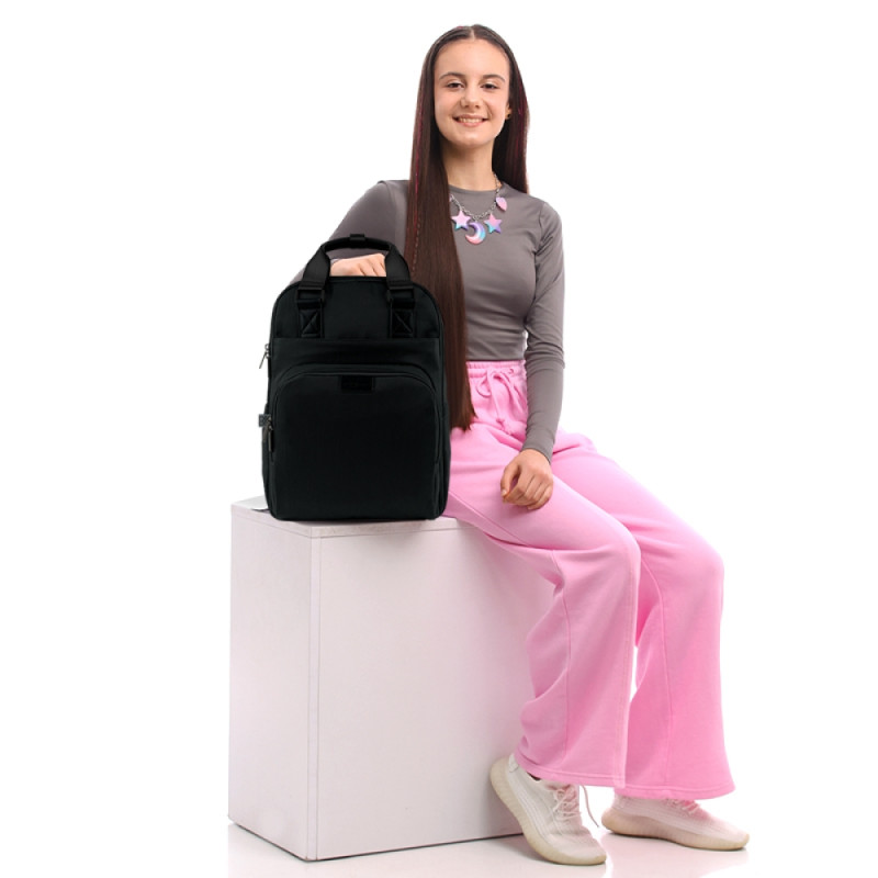 Black GoPack Teens Backpack with Laptop & Secret Pocket