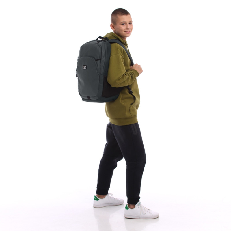 Gray GoPack Teens Backpack with Laptop Sleeve & Luggage Strap