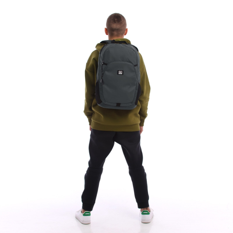 Gray GoPack Teens Backpack with Laptop Sleeve & Luggage Strap
