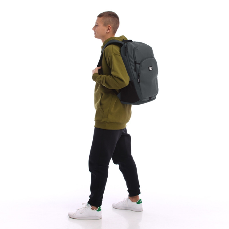 Gray GoPack Teens Backpack with Laptop Sleeve & Luggage Strap