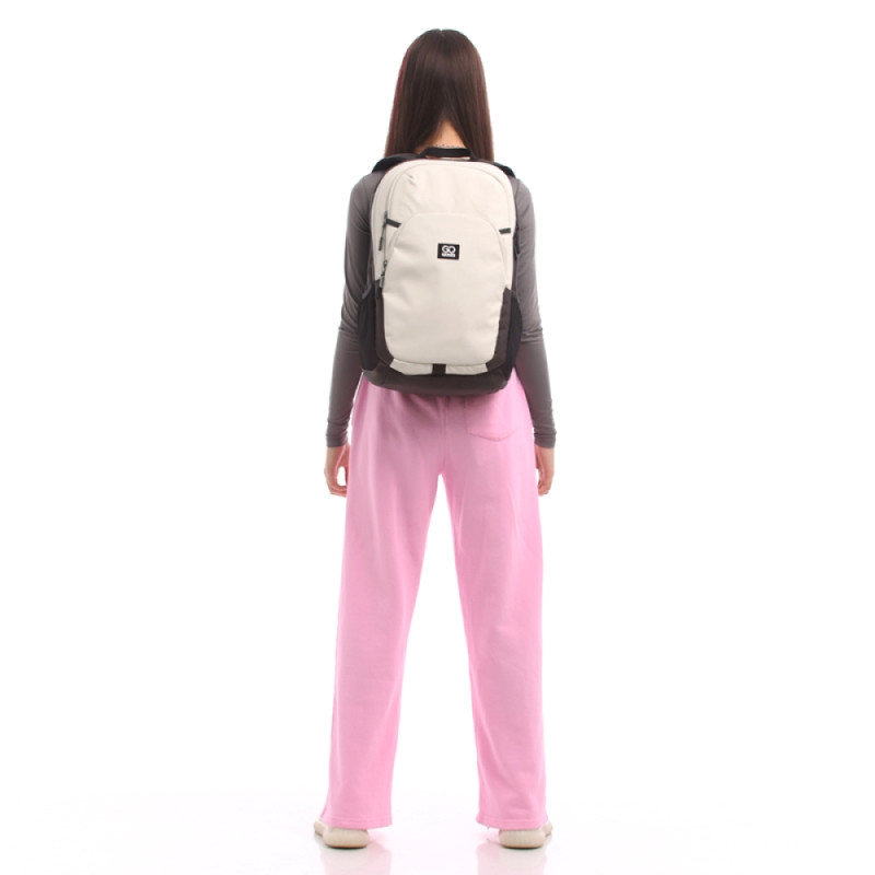 Beige GoPack Teens Backpack with Laptop Sleeve & Travel Strap