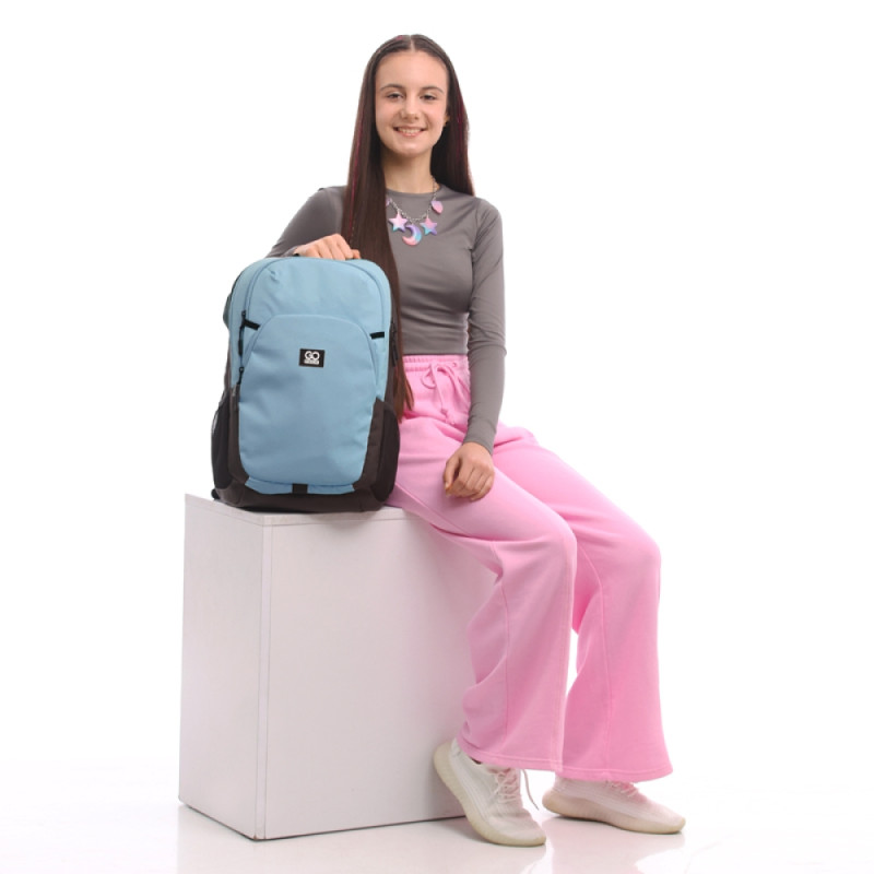 Light Blue GoPack Teens Backpack with Laptop & Travel Strap