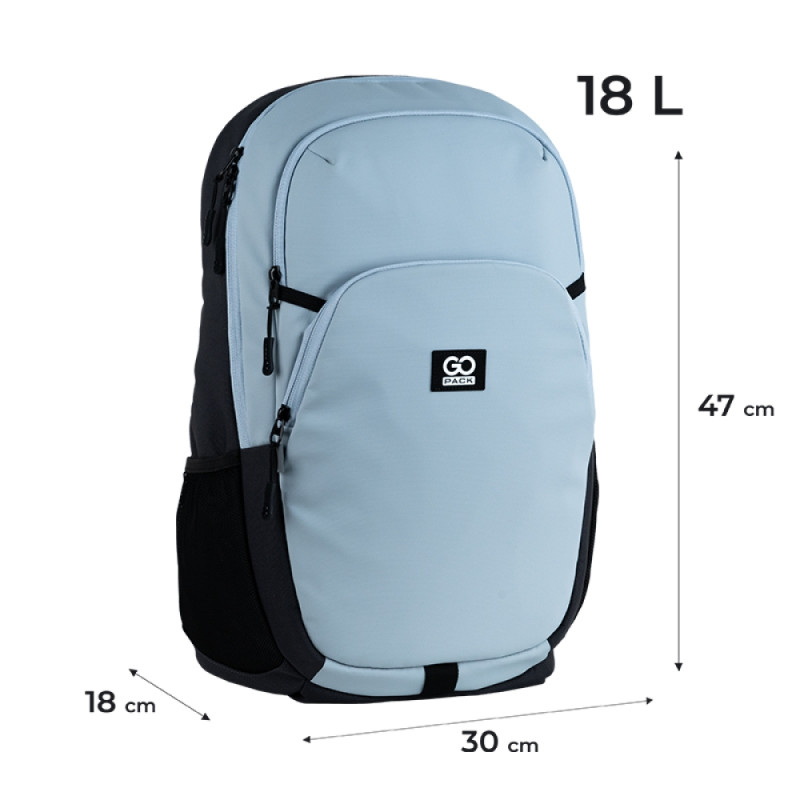 Light Blue GoPack Teens Backpack with Laptop & Travel Strap