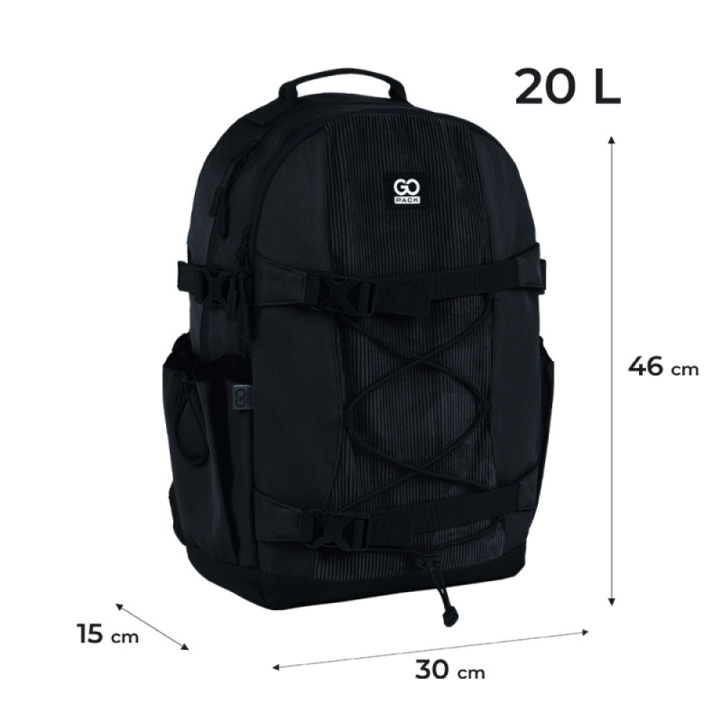 Black GoPack Teens Backpack with Dual Compartments & Laptop Sleeve