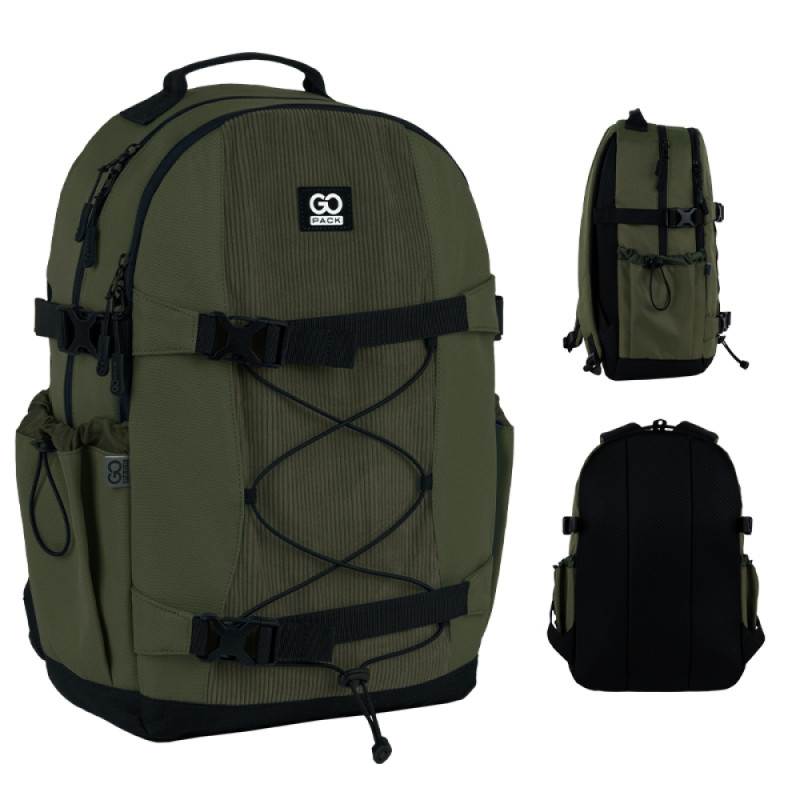 Khaki GoPack Teens Backpack with 2 Compartments & Laptop Pocket