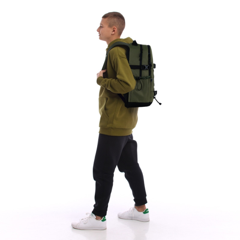 Khaki GoPack Teens Backpack with 2 Compartments & Laptop Pocket