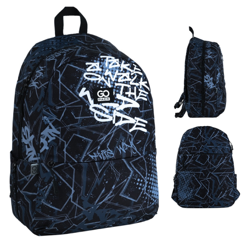 Black GoPack Teens Backpack with Laptop Sleeve & Secret Pocket
