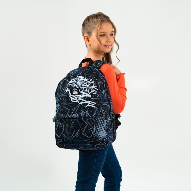 Black GoPack Teens Backpack with Laptop Sleeve & Secret Pocket