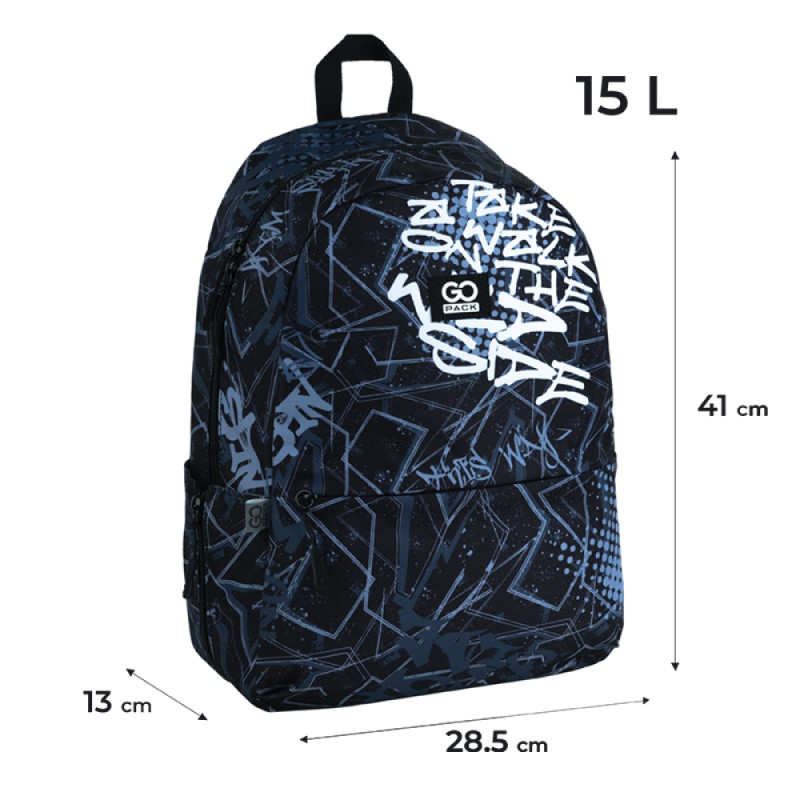 Black GoPack Teens Backpack with Laptop Sleeve & Secret Pocket