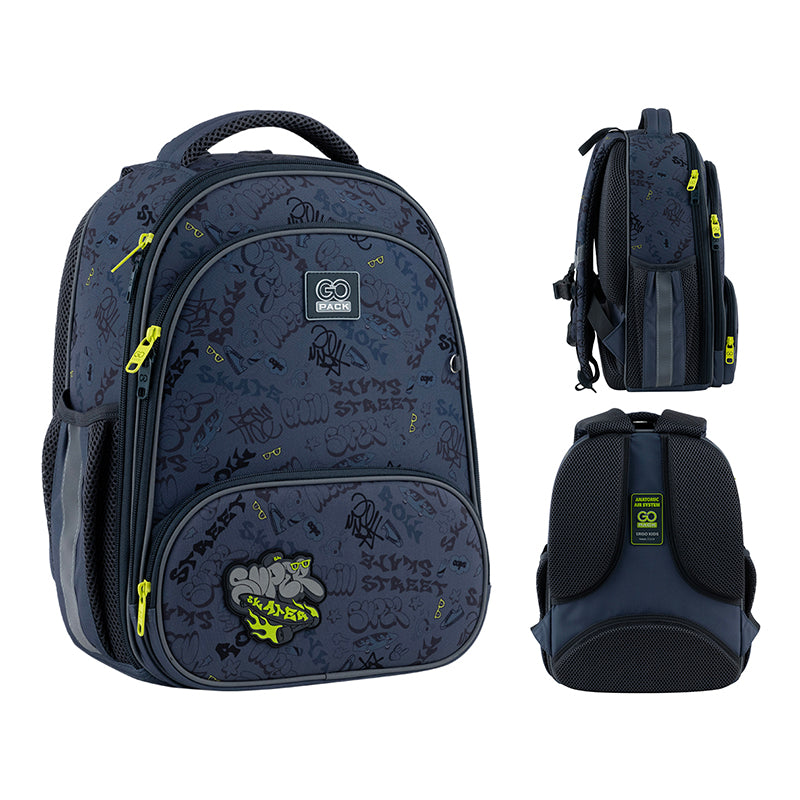 GoPack Super Skater Hard Shell School Backpack for Grades 1-4, Tablet Pocket